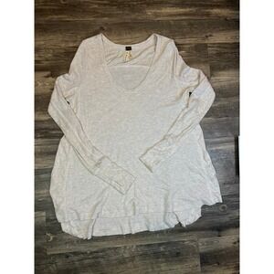 We The Free People Size S Malibu Thermal Top Oatmeal Heather Scoop Neck Women's